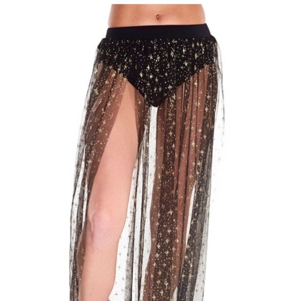 Iheartraves starry night sheer tulle maxi skirt